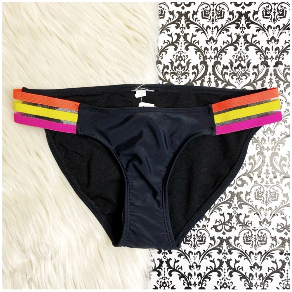 NWT Xhilaration: size XS : neon strappy bandage mesh hipster swim bikini bottom